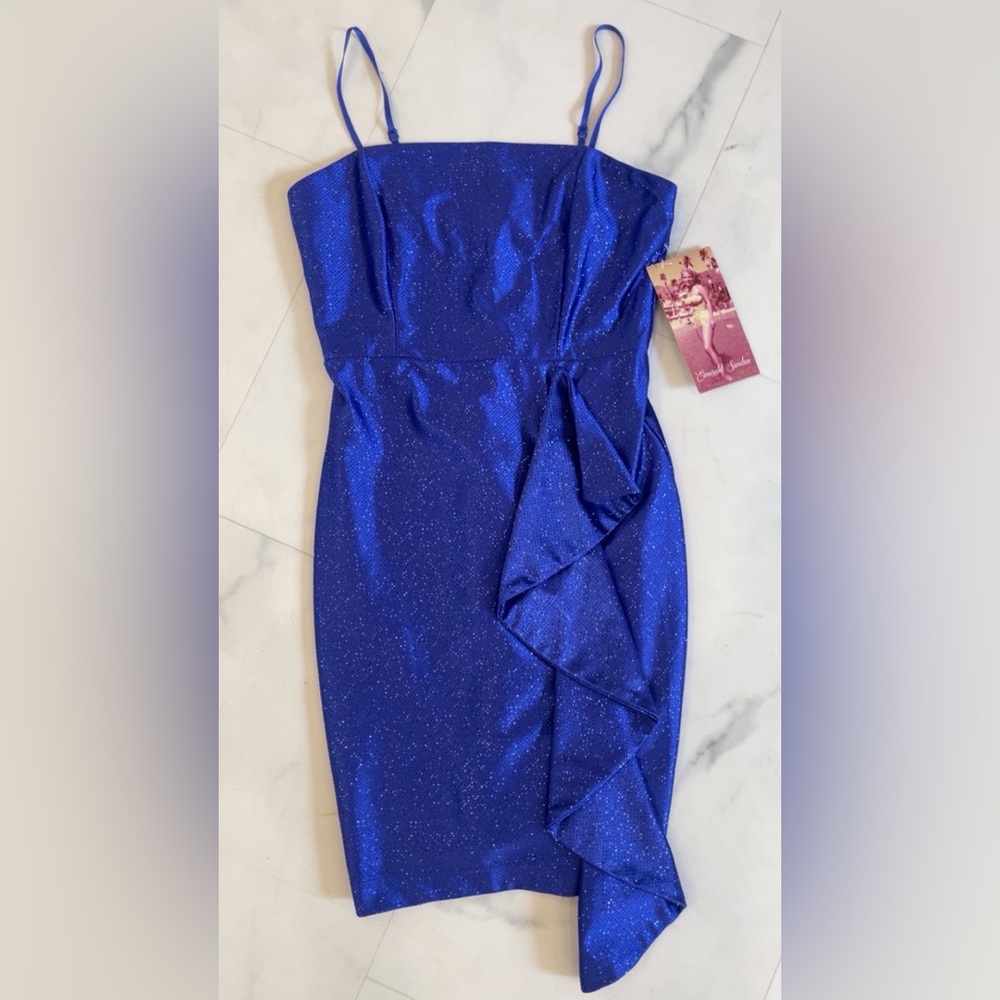 New boutique Emerald Sundae Sparkling Royal Blue Mini Dress multiple sizes nwt